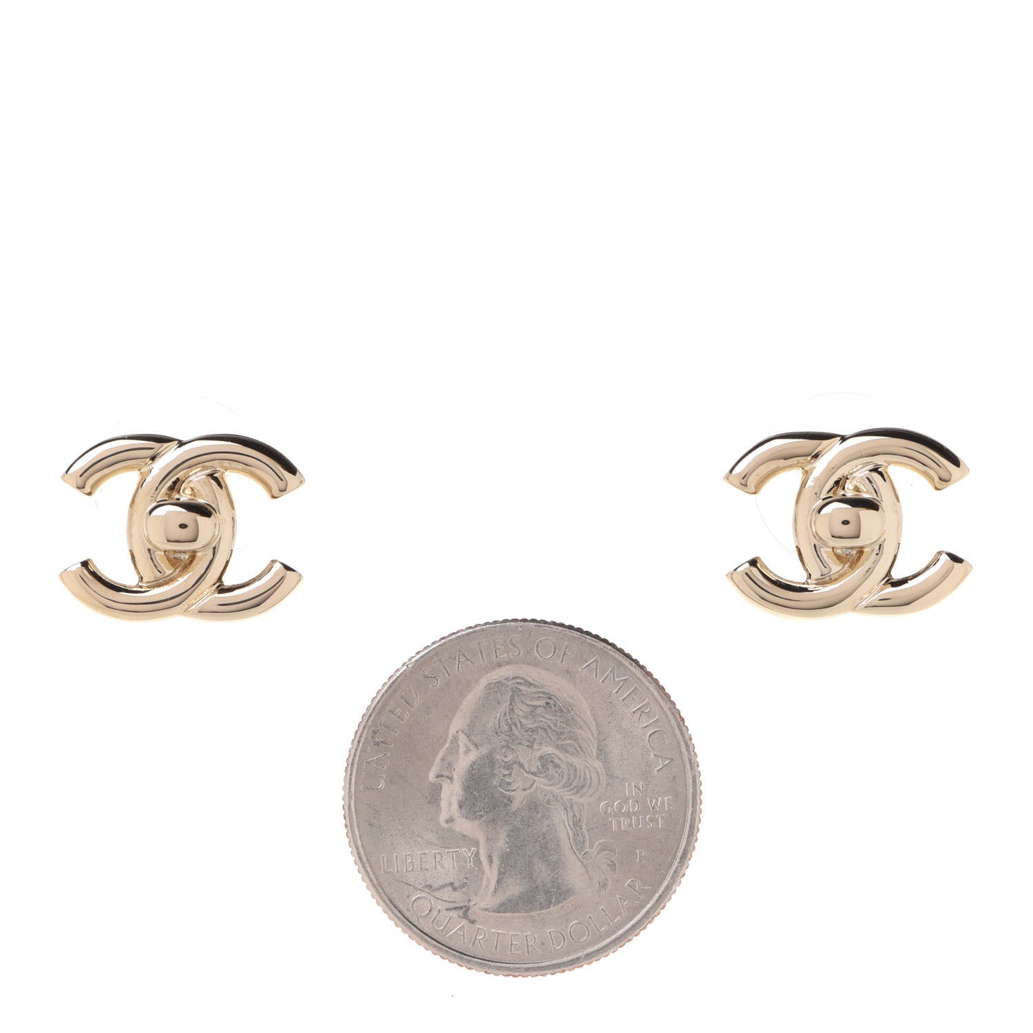 Chanel Metal CC Turnlock Earrings Gold 2 of 5