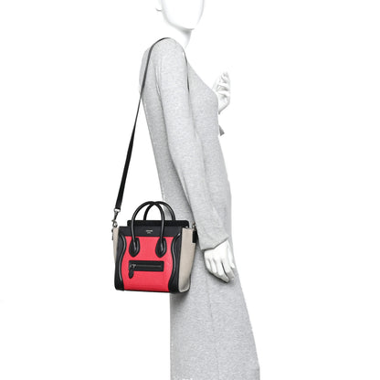 Celine Bullhide Calfskin Nubuck Nano Tri-Color Luggage Bright Red 2 of 11