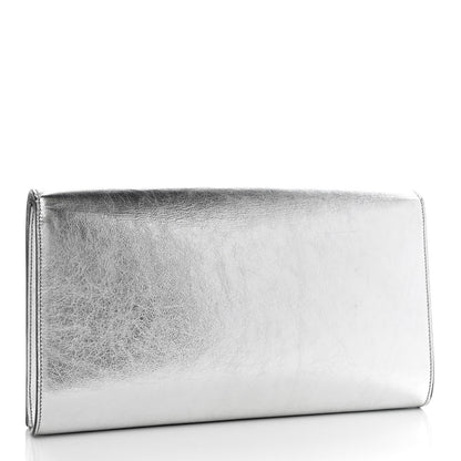 Saint Laurent Metallic Calfskin Monogram Large Belle De Jour Clutch Silver 3 of 8