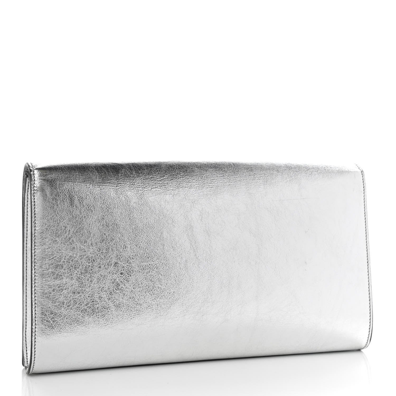 Saint Laurent Metallic Calfskin Monogram Large Belle De Jour Clutch Silver 3 of 8