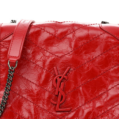 Saint Laurent Crinkled Calfskin Matelasse Monogram Niki Chain Wallet Red 8 of 12