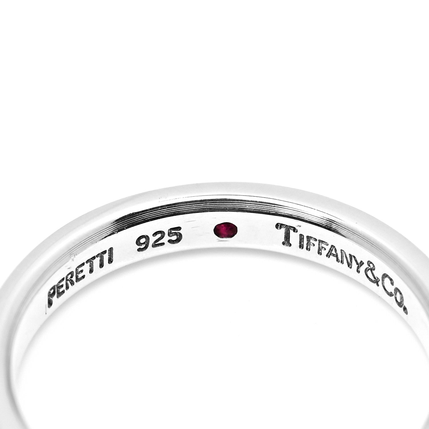 Tiffany Sterling Silver Ruby Elsa Peretti Band Ring 50 5.5 4 of 4