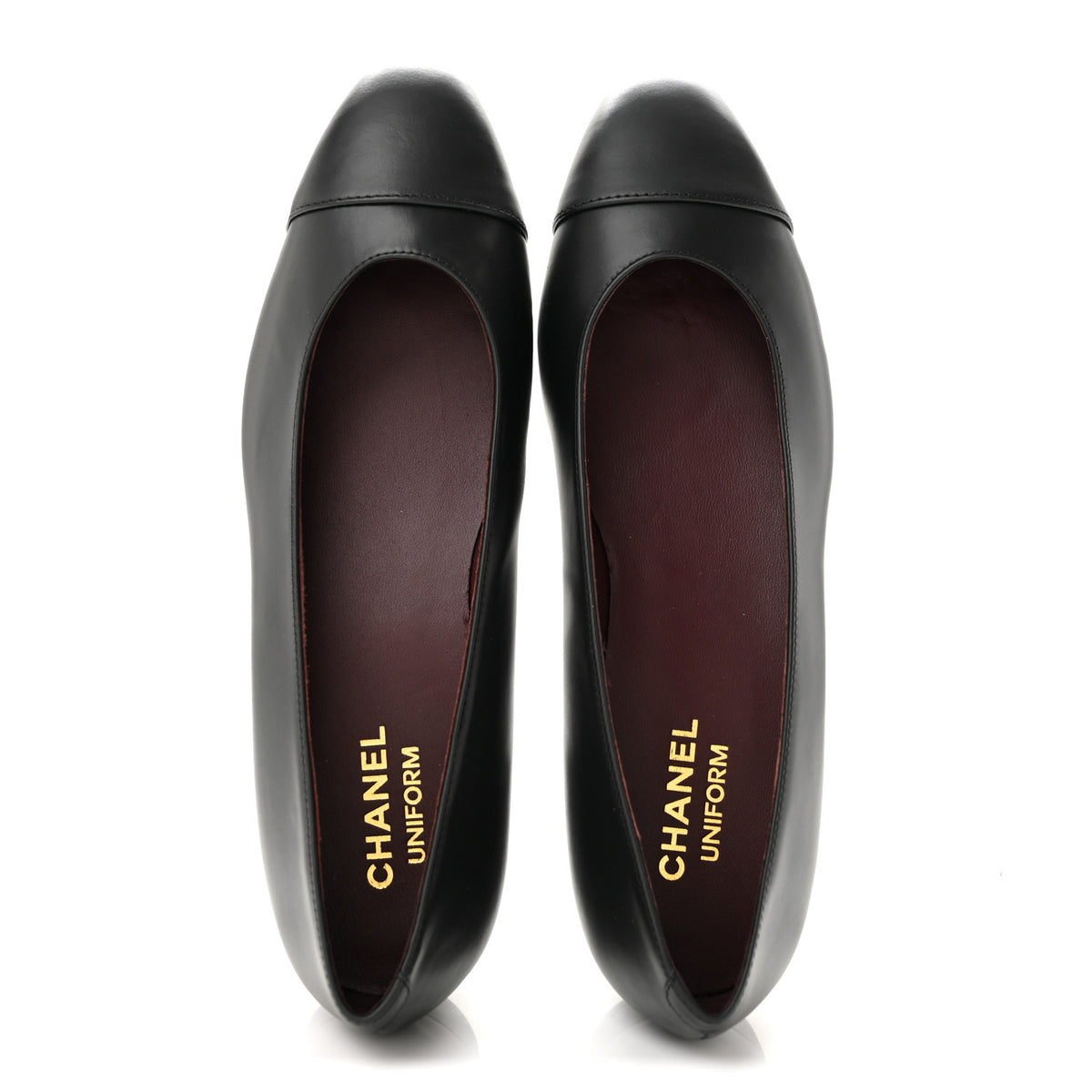 Lambskin Cap Toe CC Uniform Ballerina Flats 41 Black