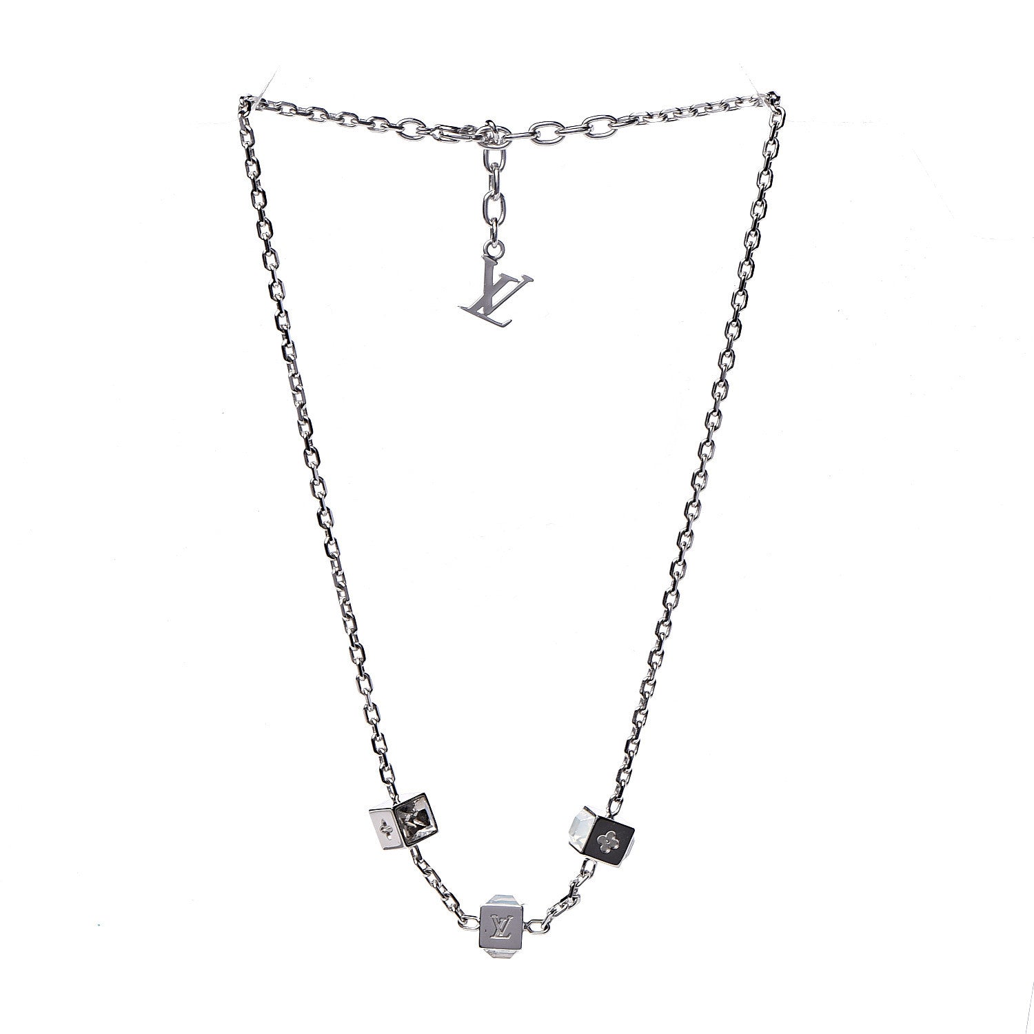 Louis Vuitton Swarovski Gamble Short Necklace Silver 3 of 5