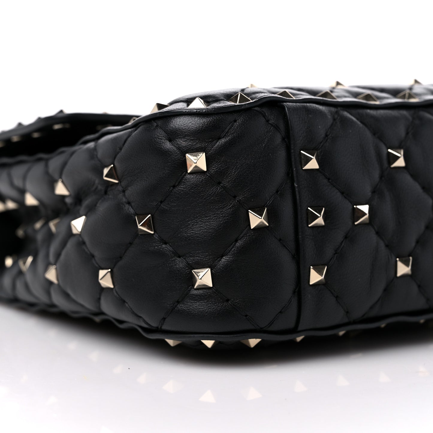 Lambskin VLTN Print Medium Rockstud Spike Shoulder Bag Black