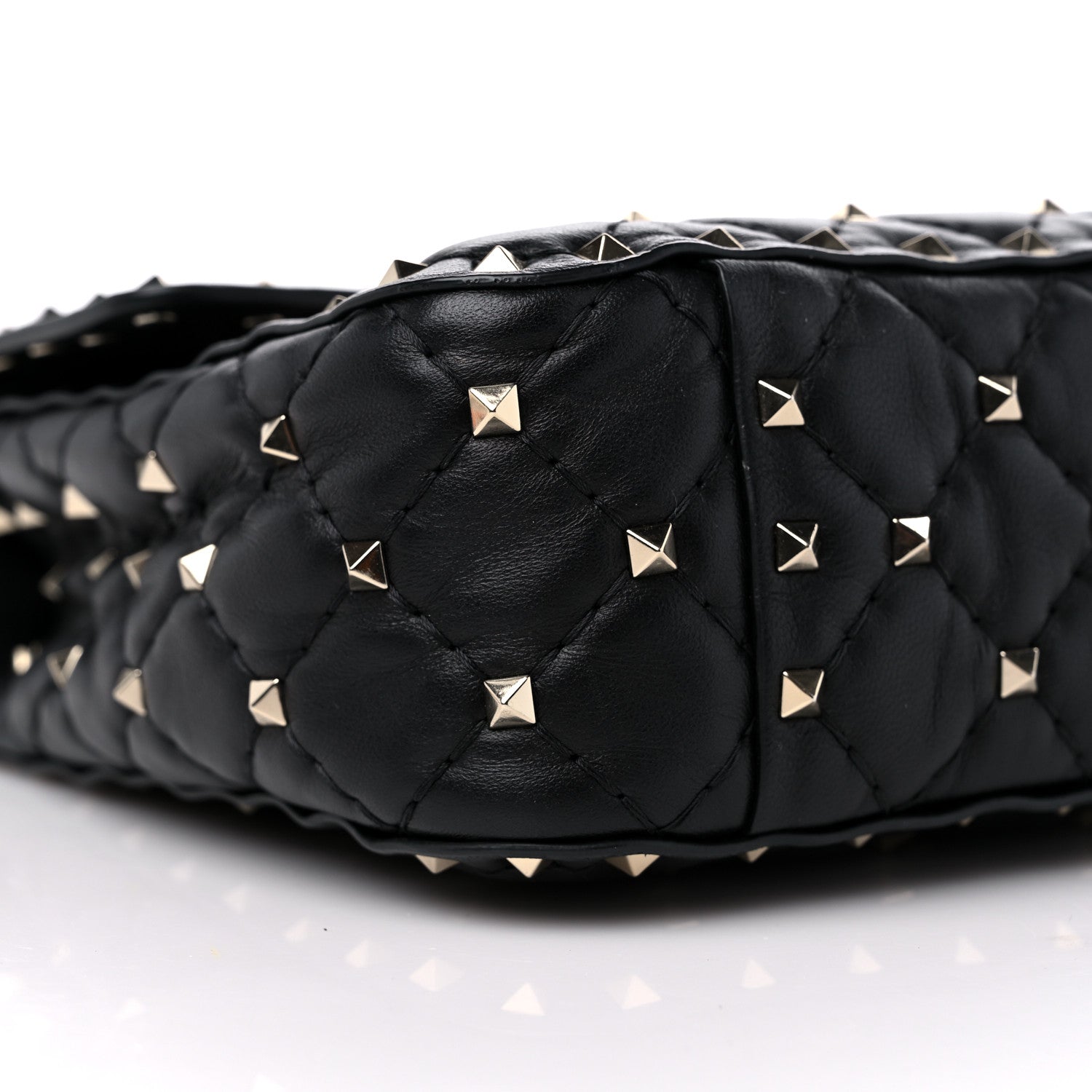 Valentino Garavani Lambskin VLTN Print Medium Rockstud Spike Shoulder Bag Black 7 of 12