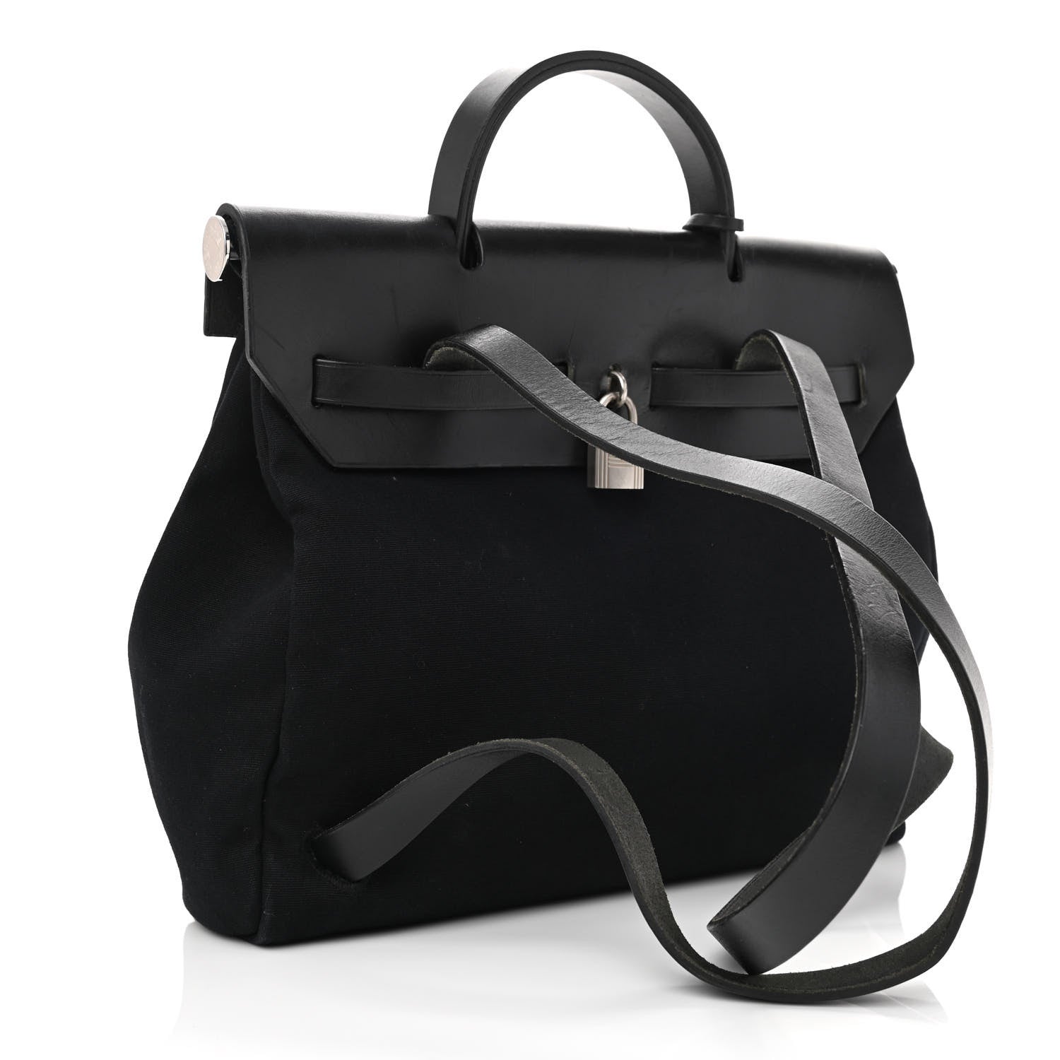 Hermes Toile Vache Calfskin Herbag 30 PM Backpack Black 5 of 18