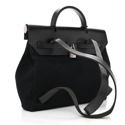 Hermes Toile Vache Calfskin Herbag 30 PM Backpack Black 5 of 18