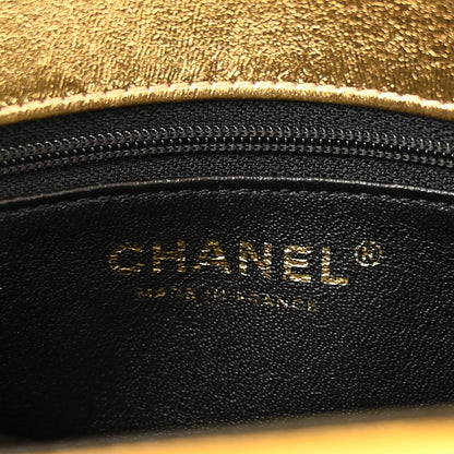 Chanel Lambskin Metallic Quilted Small CC Chic Double Flap Black Gold 7 of 12