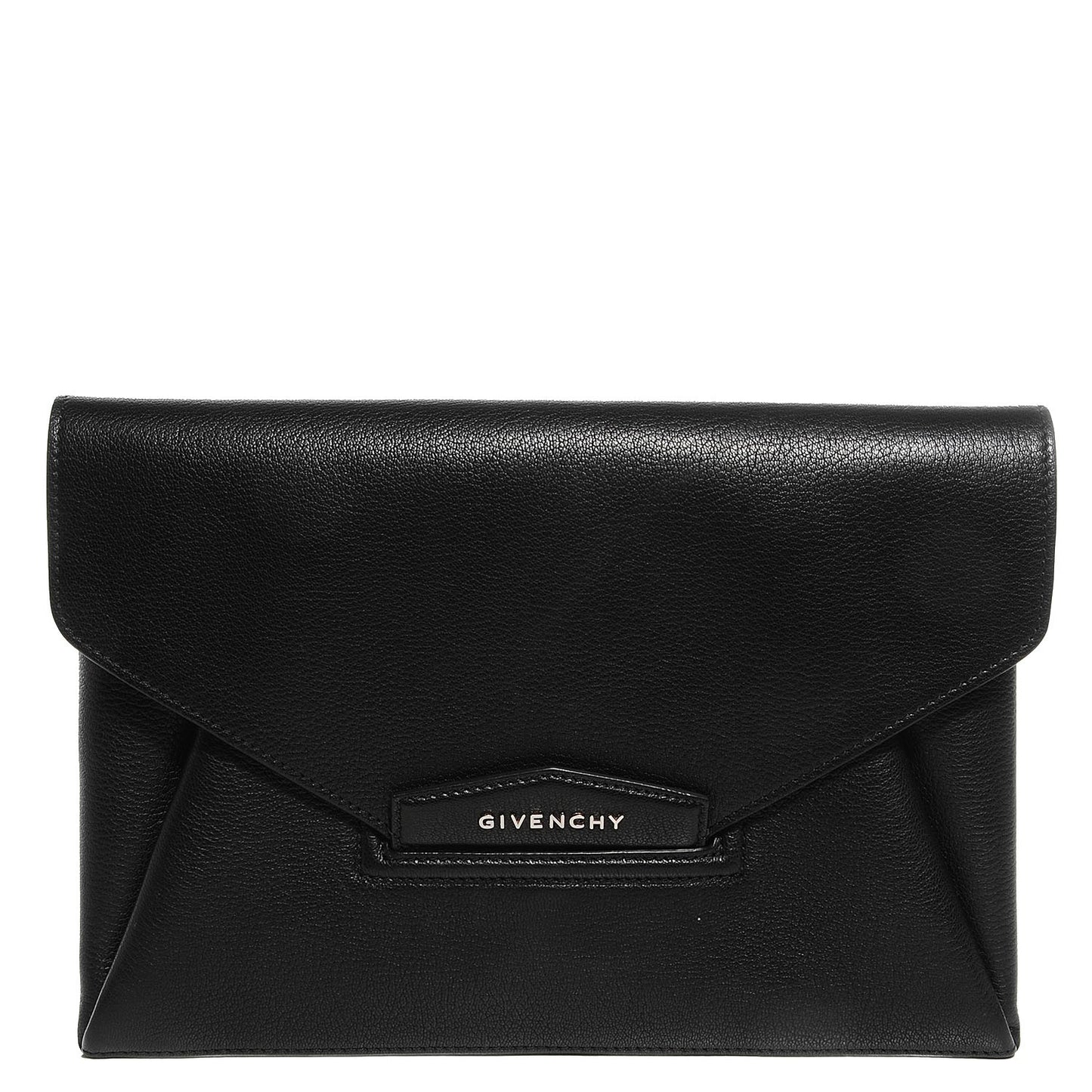 Sugar Goatskin Medium Antigona Envelope Clutch Black