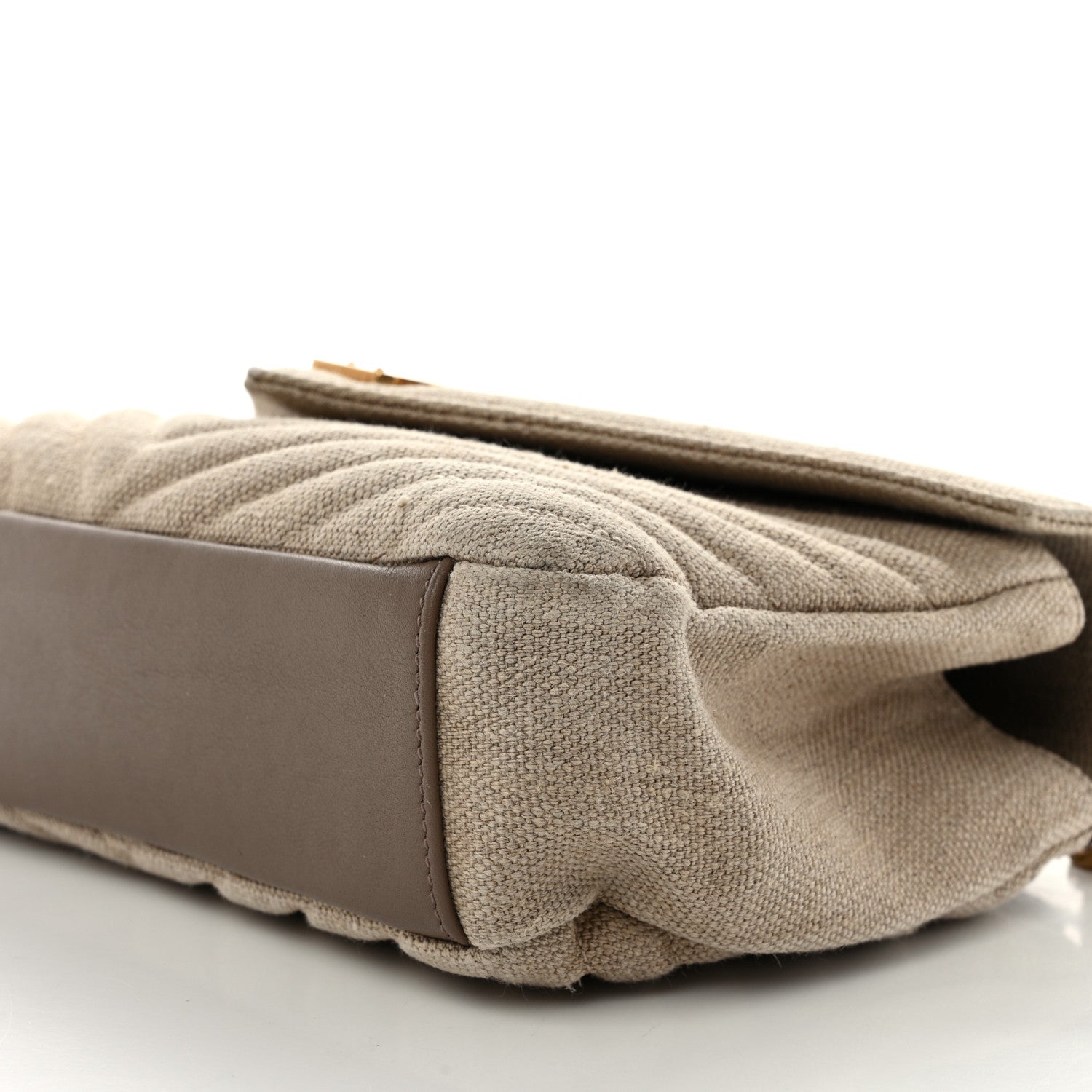 Saint Laurent Linen Quilted College Medium Chain Bag Taupe 10 of 11