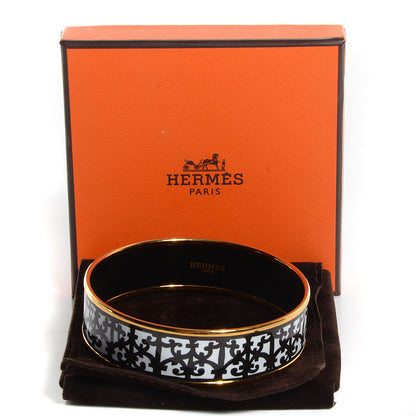 Hermes Enamel Printed Wide Balcons du Guadalquivir Bracelet 70 Black 5 of 5