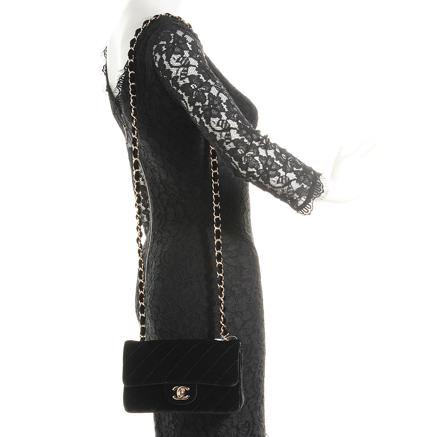 Chanel Velvet Quilted Rectangle Mini Flap Black 2 of 8