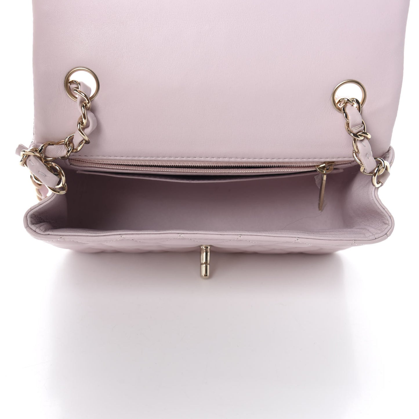 Lambskin Quilted Mini Rectangular Flap Light Pink