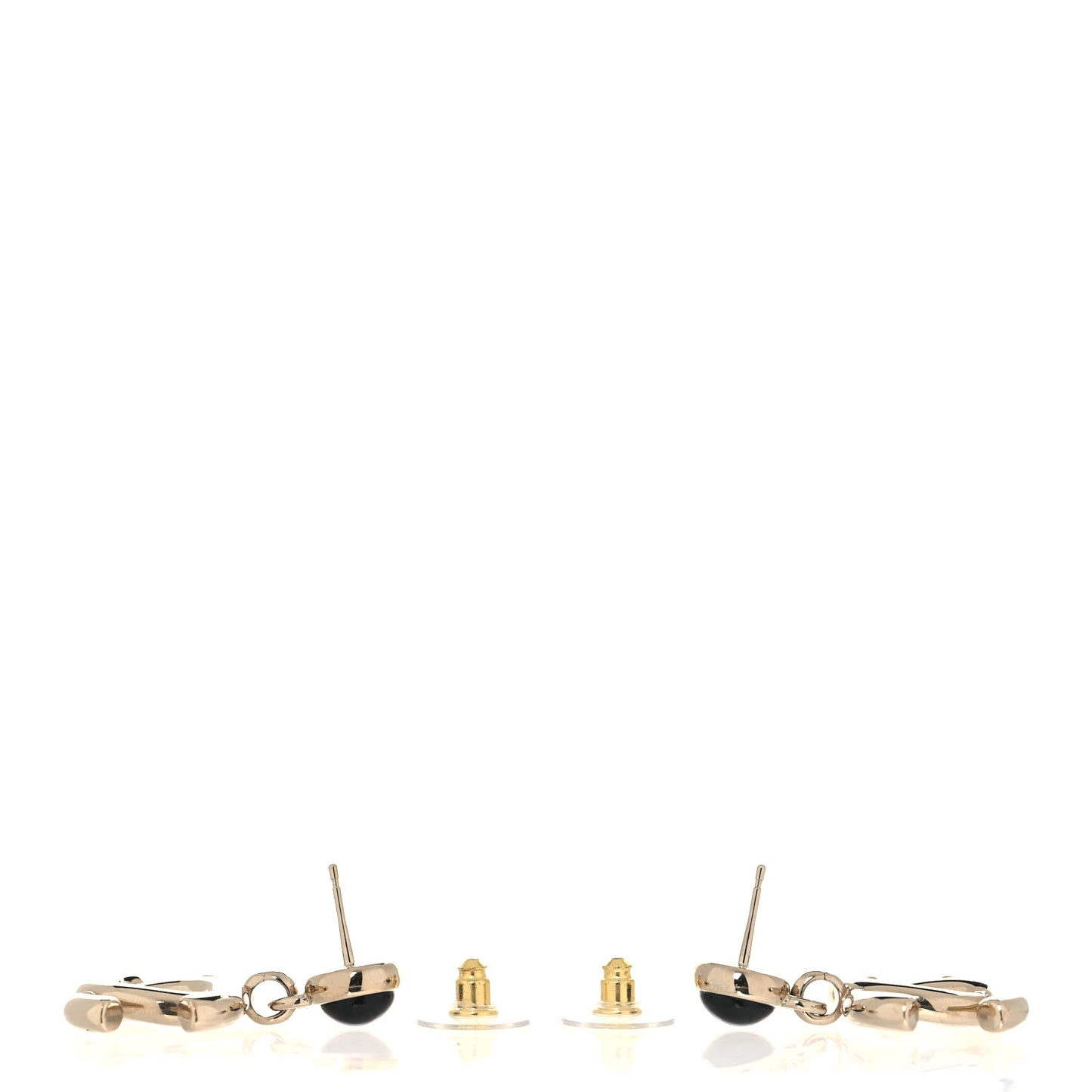 Resin CC Drop Earrings Gold Black