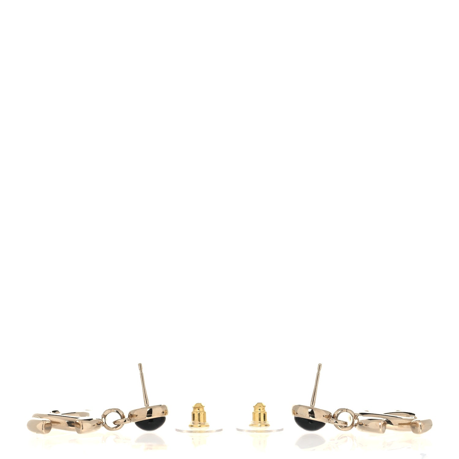 Chanel Resin CC Drop Earrings Gold Black 3 of 5