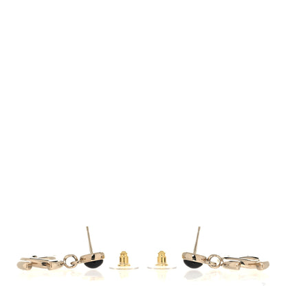 Chanel Resin CC Drop Earrings Gold Black 3 of 5