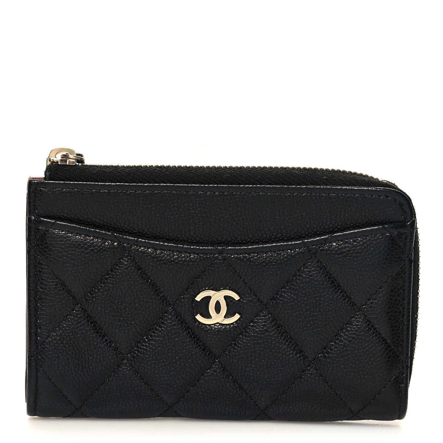 Chanel Caviar Quilted CC Zip Around Card Holder Black 1 of 8