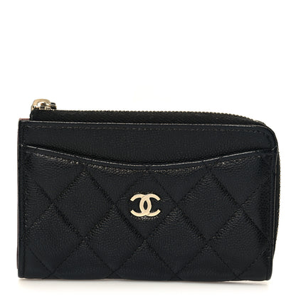 Chanel Caviar Quilted CC Zip Around Card Holder Black 1 of 8