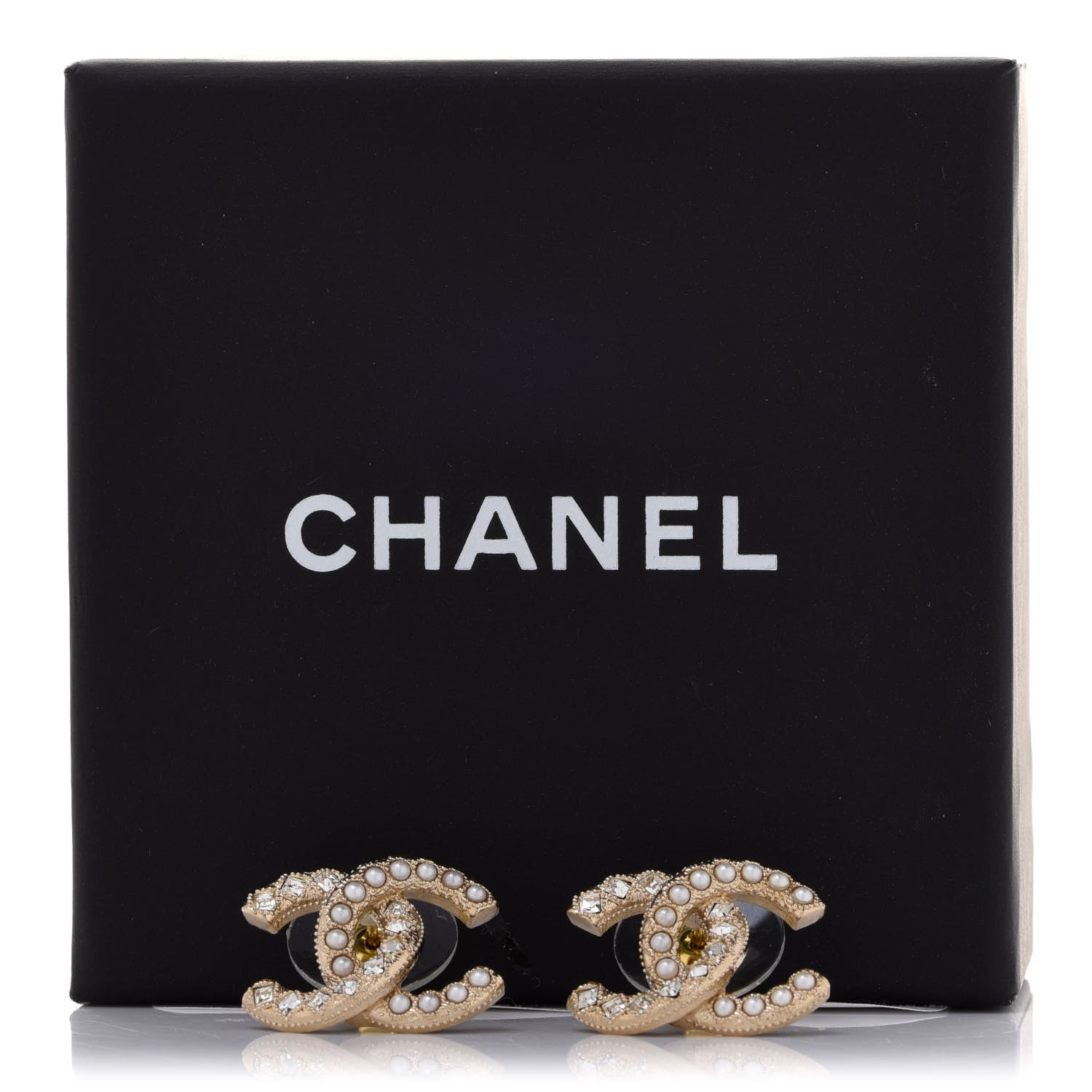 Chanel Pearl Crystal CC Earrings Gold 5 of 5
