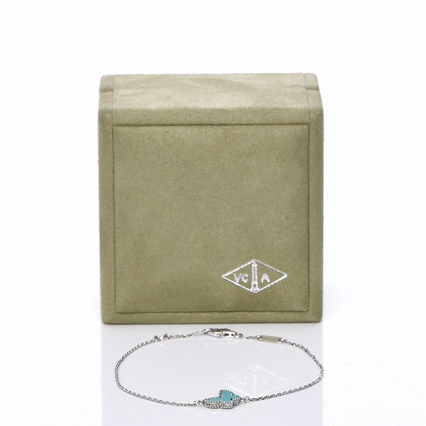 18K White Gold Turquoise Sweet Alhambra Butterfly Bracelet