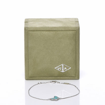 Van Cleef & Arpels 18K White Gold Turquoise Sweet Alhambra Butterfly Bracelet 6 of 6