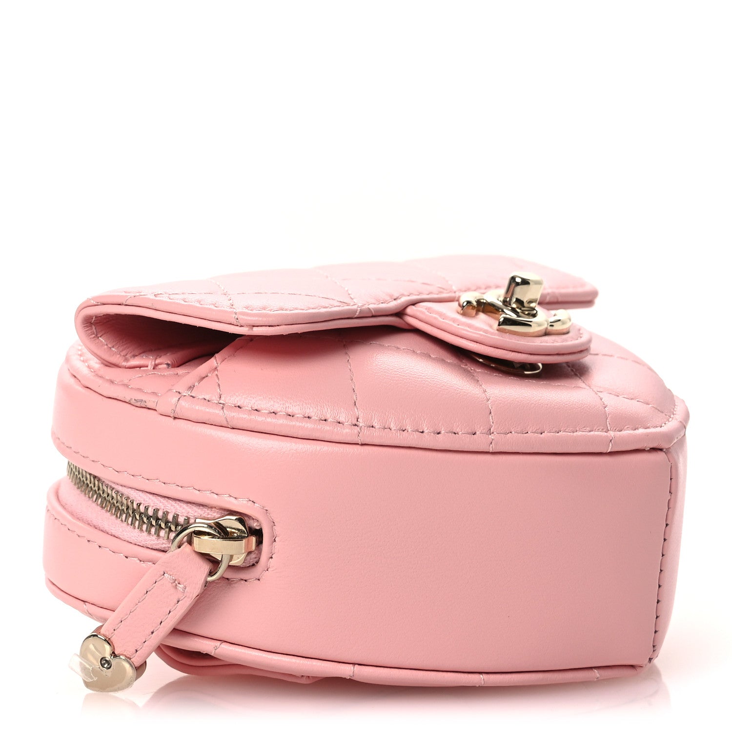 Chanel Lambskin Quilted CC In Love Heart Waist Belt Bag With Chain Light Pink 3 of 12