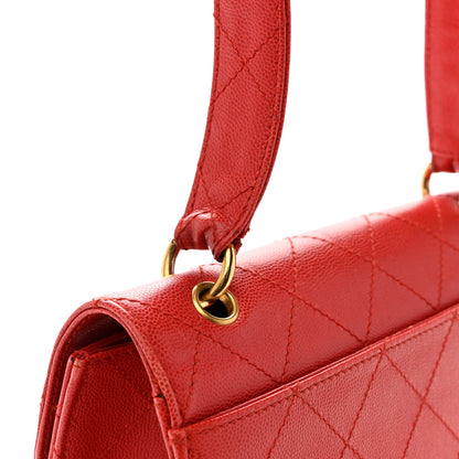 Chanel Caviar Stitched Flap Shoulder Bag Red 12 of 17