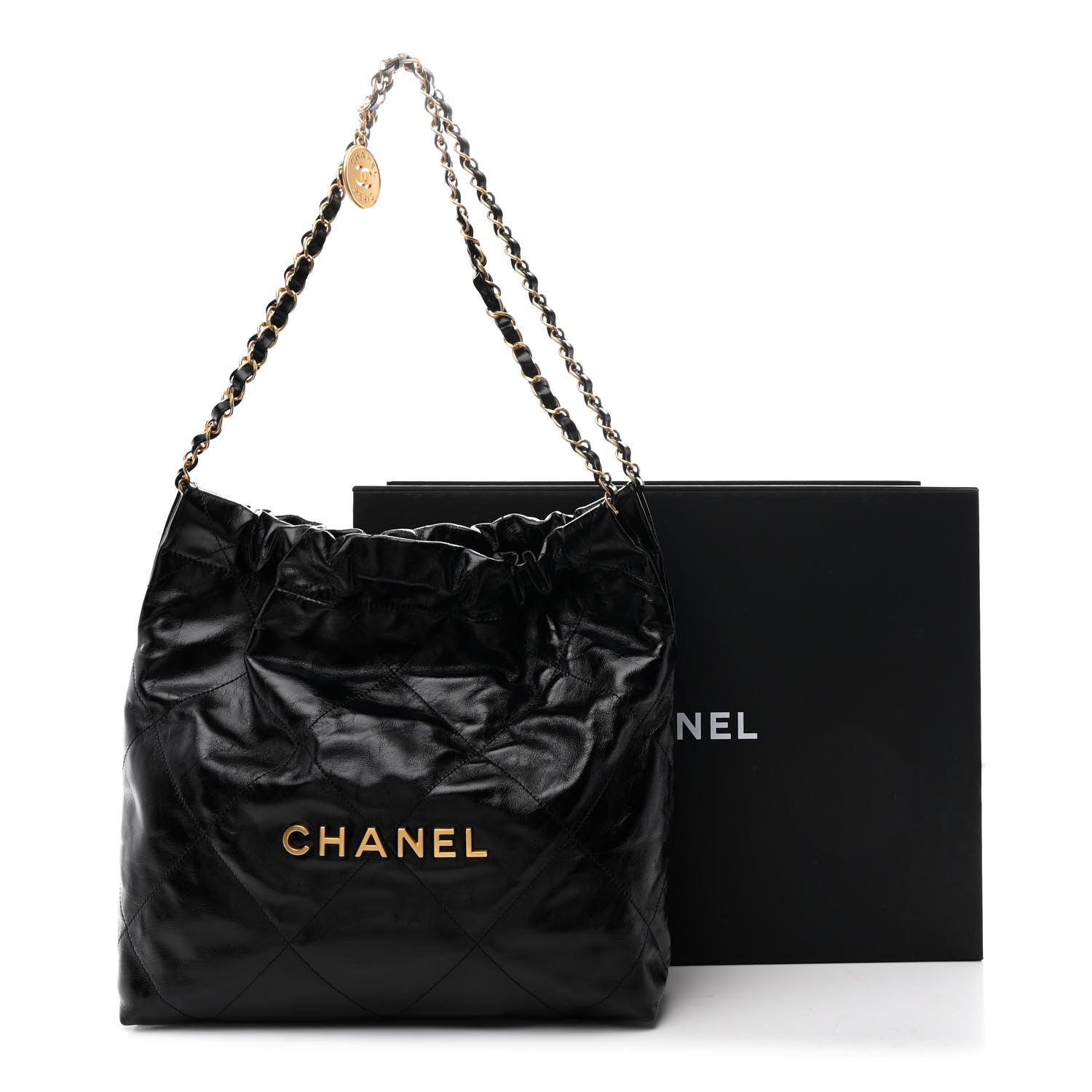 Chanel Glazed Calfskin  Quilted Small Chanel 22 Black 12 of 12