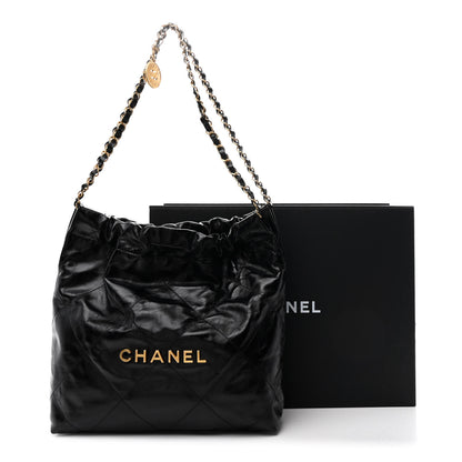 Chanel Glazed Calfskin  Quilted Small Chanel 22 Black 12 of 12