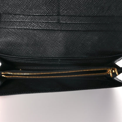 Prada Saffiano Metal Continental Flap Wallet Black 15 of 19