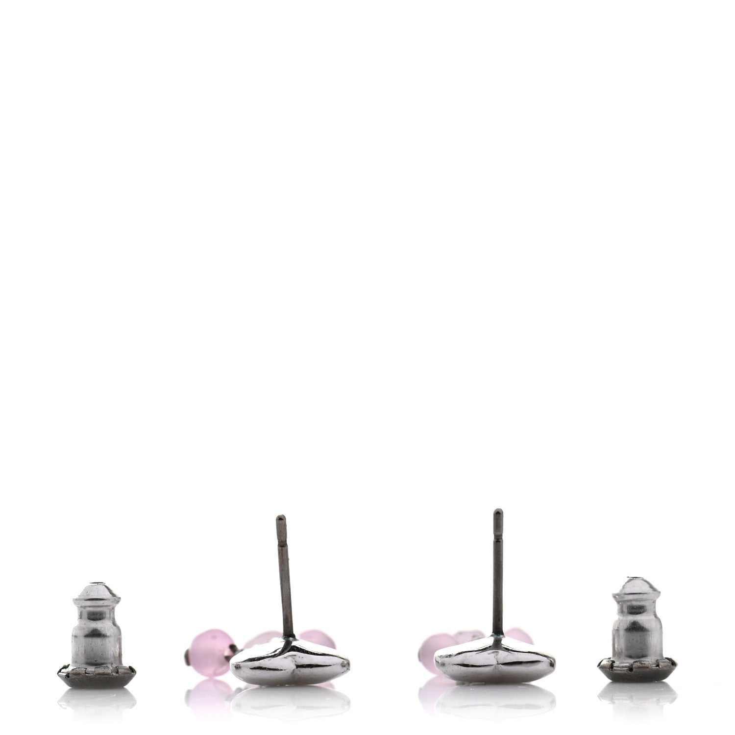 Christian Dior Heart Bead Earrings Silver Pink 3 of 4