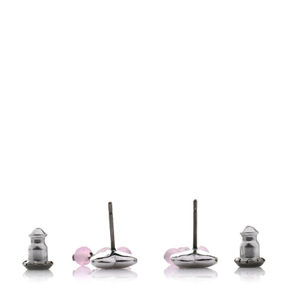 Christian Dior Heart Bead Earrings Silver Pink 3 of 4