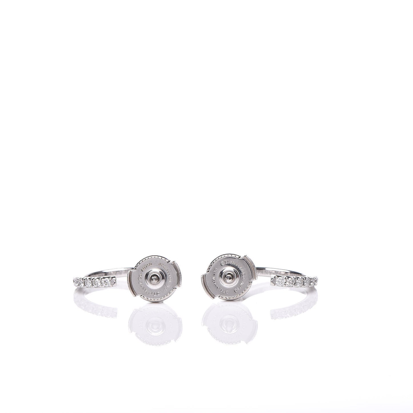 18K White Gold Diamond Small Metro Hoop Earrings