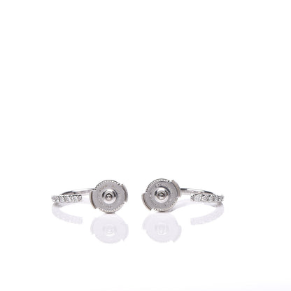 Tiffany 18K White Gold Diamond Small Metro Hoop Earrings 3 of 4