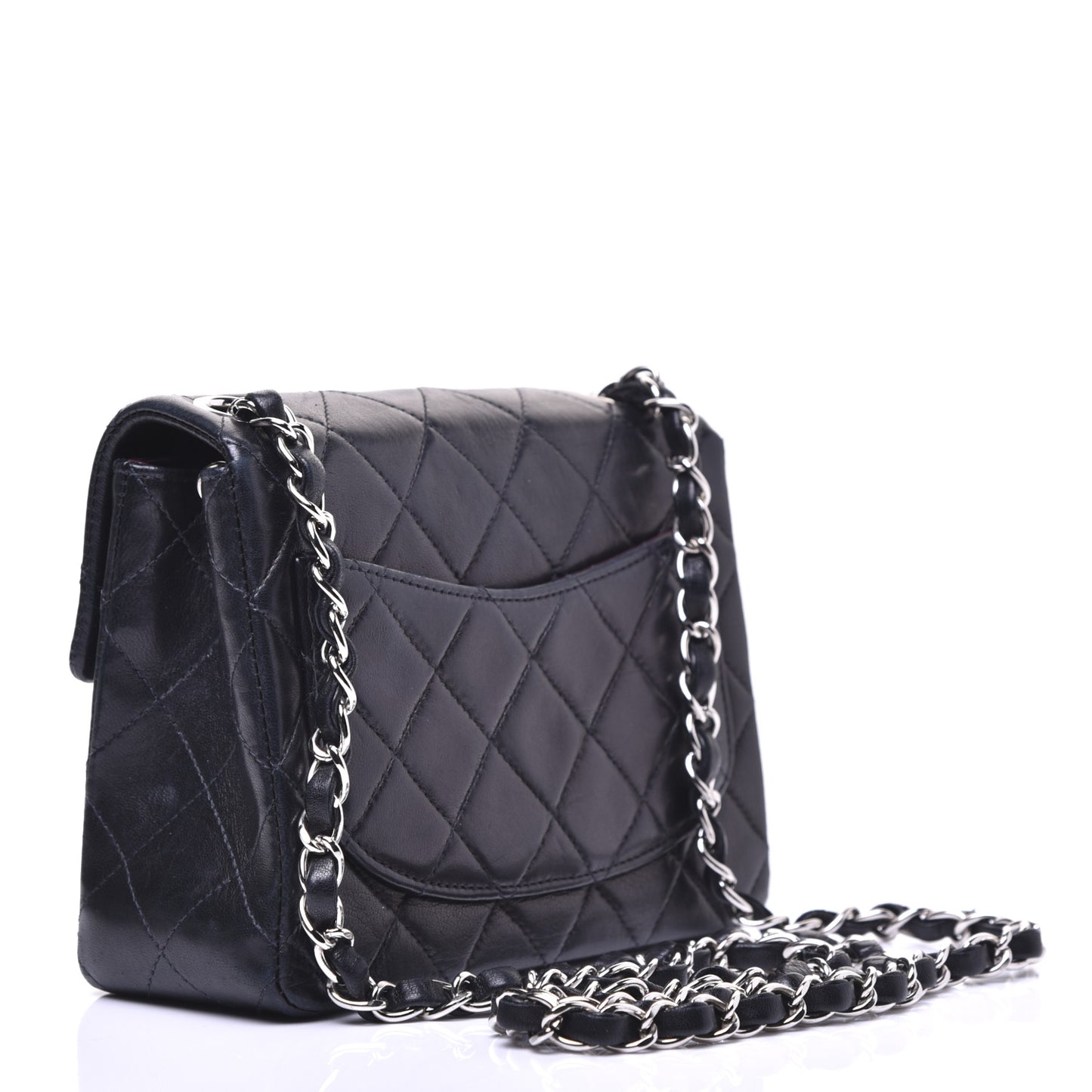 Lambskin Quilted Mini Square Flap Black
