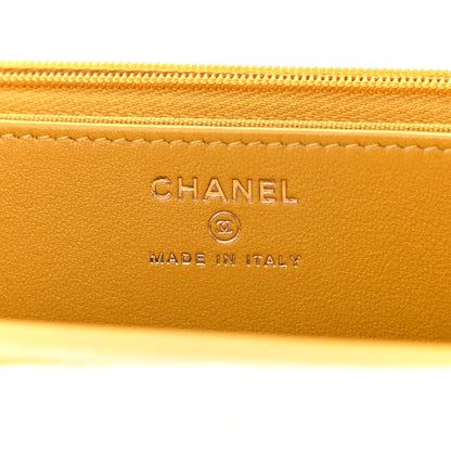Chanel Lambskin Quilted Top Handle Wallet On Chain WOC Yellow 6 of 12
