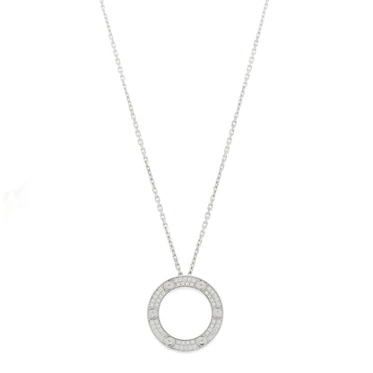 Cartier 18K White Gold Diamond LOVE Paved Necklace 1 of 6