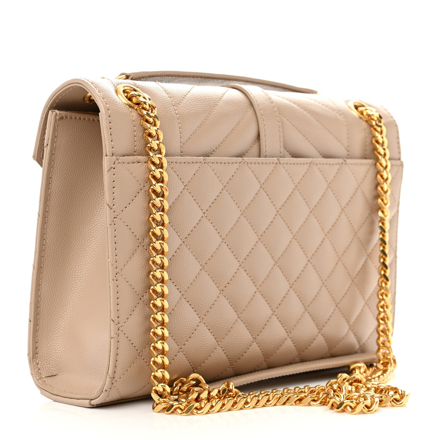 Grain De Poudre Textured Mixed Matelasse Medium Triquilt Monogram Satchel Dark Beige