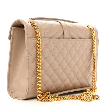 Saint Laurent Grain De Poudre Textured Mixed Matelasse Medium Triquilt Monogram Satchel Dark Beige 3 of 10