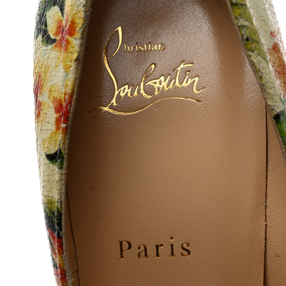 Christian Louboutin Crackled Calfskin Hawaiian Print So Kate 120 Pumps 40.5 White 6 of 9