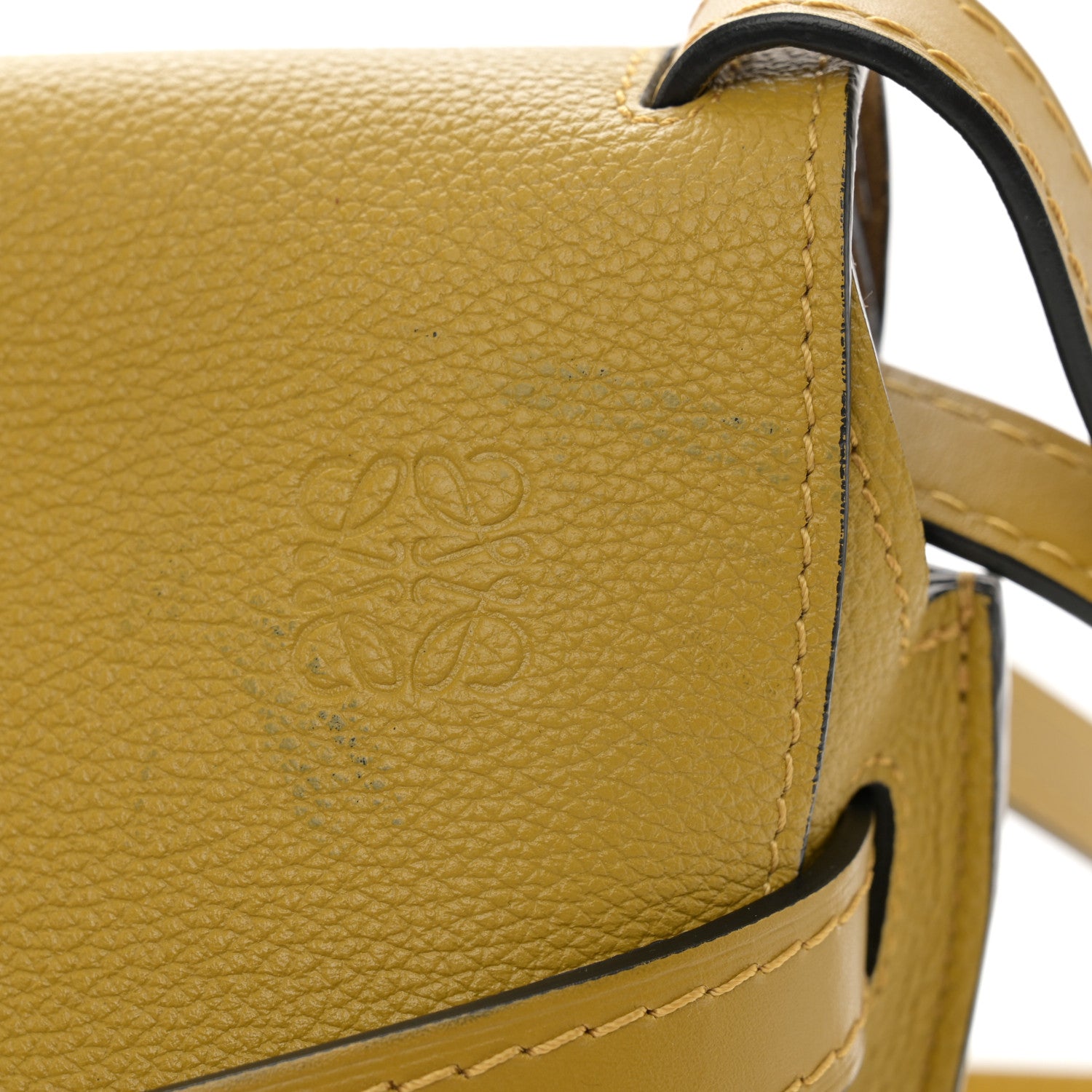 Loewe Grained Calfskin Small Gate Crossbody Bag Mustard Yellow 7 of 10