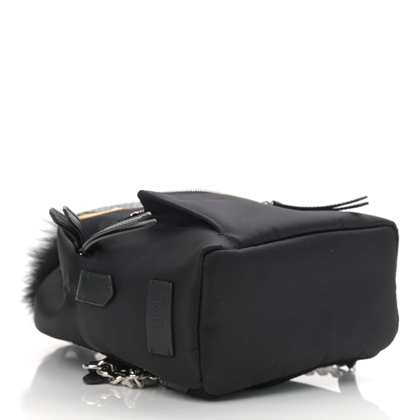 Nylon Vitello Dolce Goat Fox Fur Crocodile Monster Eyes Mini Backpack Black Sunflower