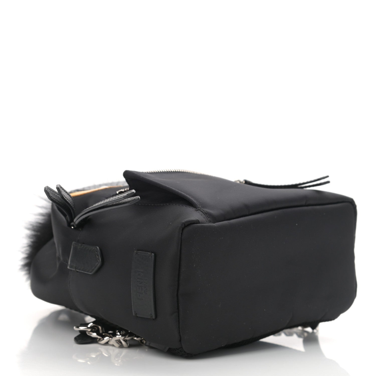 Fendi Nylon Vitello Dolce Goat Fox Fur Crocodile Monster Eyes Mini Backpack Black Sunflower 3 of 9