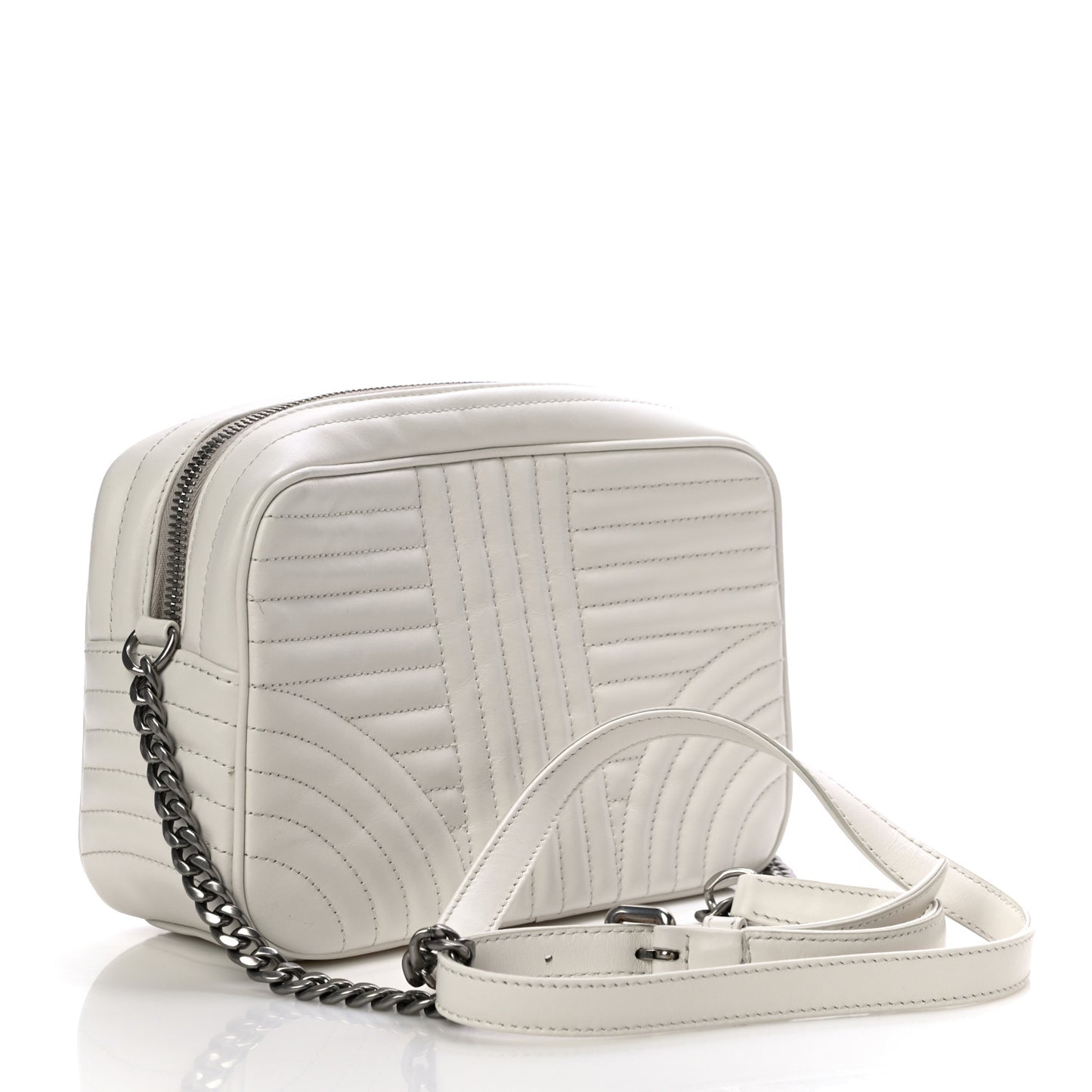 Soft Calfskin Diagramme Crossbody Bag White