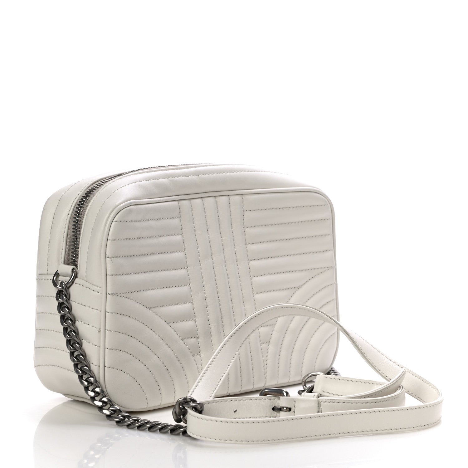 Prada Soft Calfskin Diagramme Crossbody Bag White 3 of 11