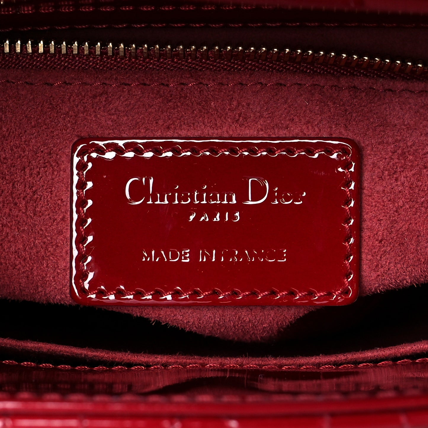 Patent Cannage Small Lady Dior Cherry Red