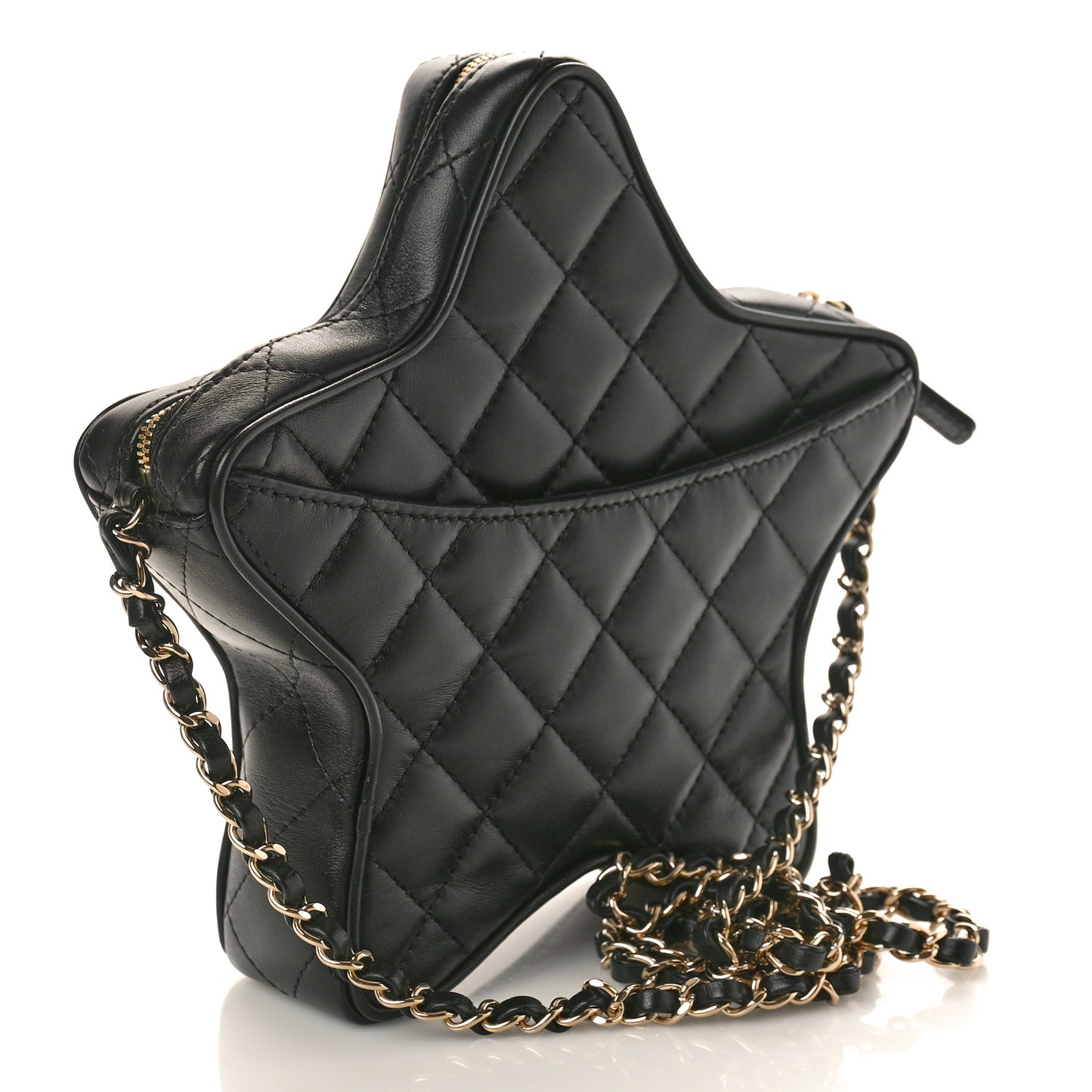 Lambskin Quilted Walk of Fame Star Bag Black