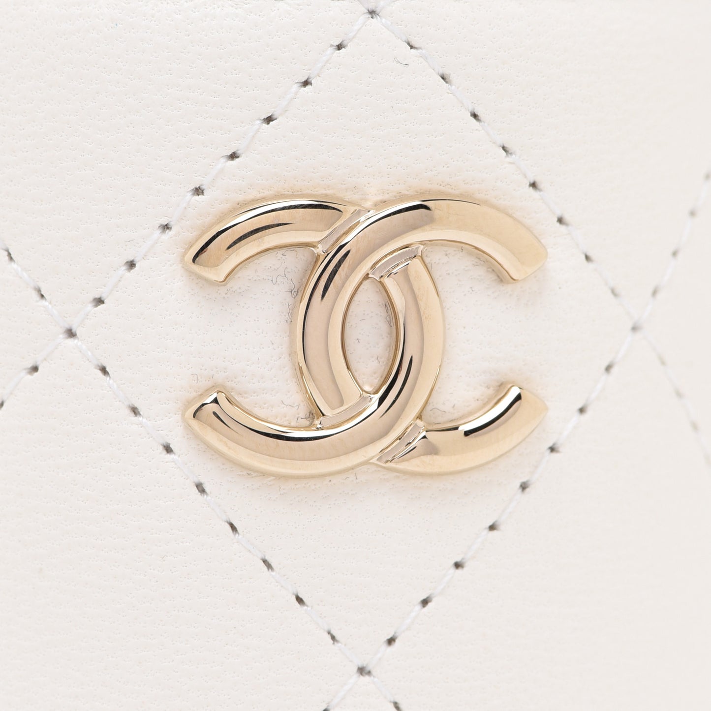 Lambskin Quilted Mini Bucket Bag With Chain White