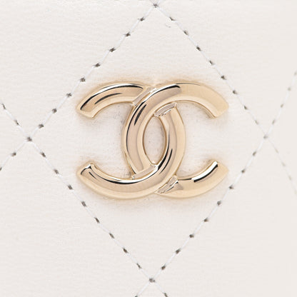 Chanel Lambskin Quilted Mini Bucket Bag With Chain White 5 of 6